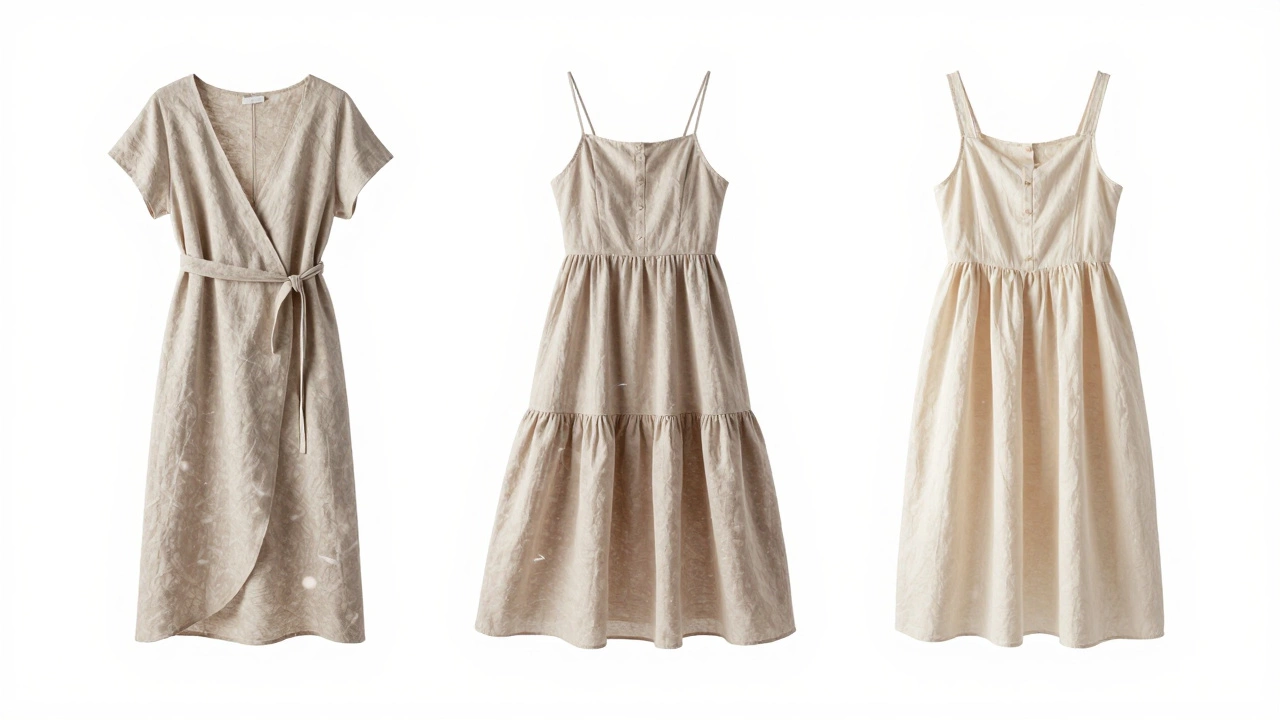 Three lightweight summer dresses floating in mid-air, emphasizing airflow and breathable design.