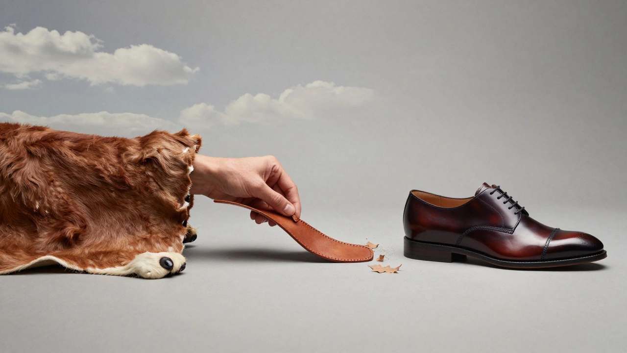 The transformation of raw hide into a finished luxury shoe.