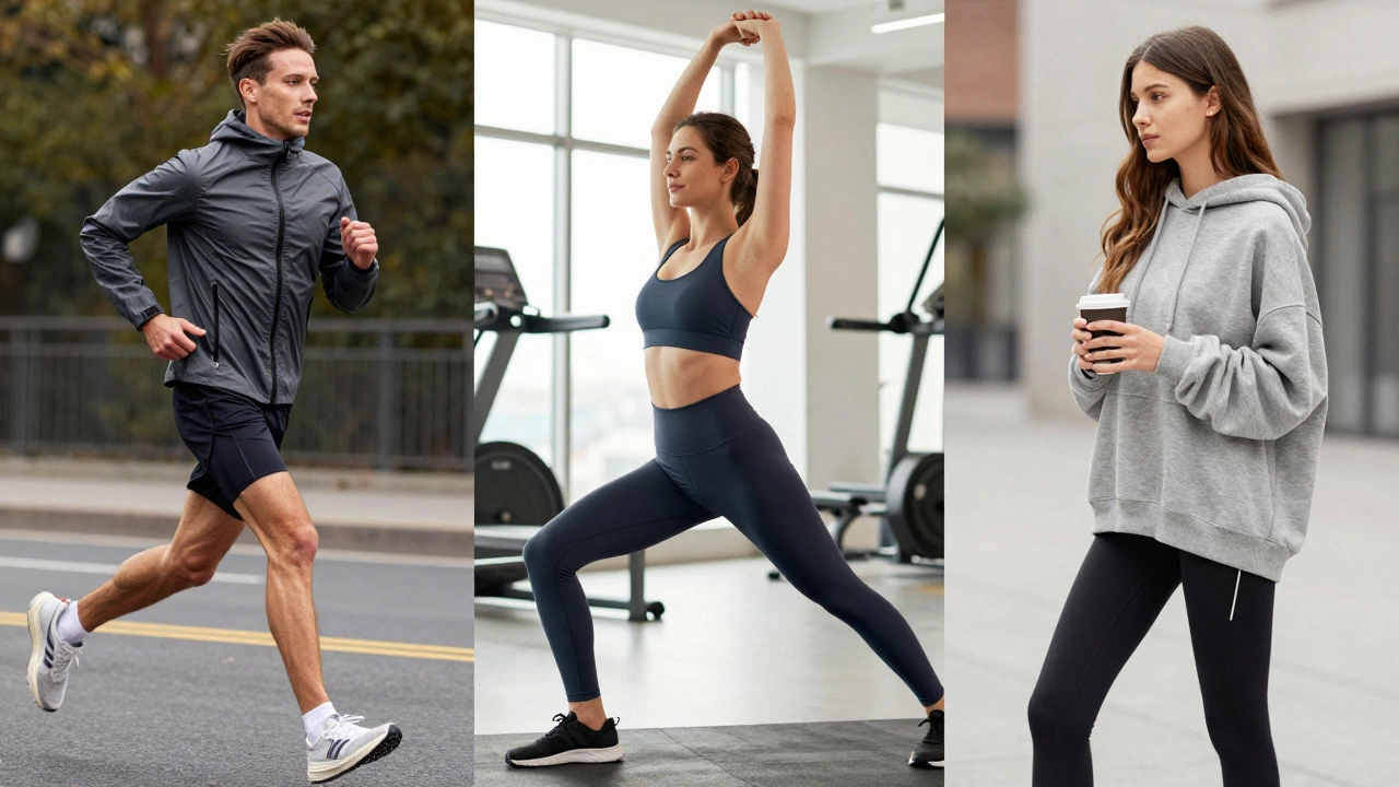 Comparison of professional performance gear, general activewear, and stylish athleisure.