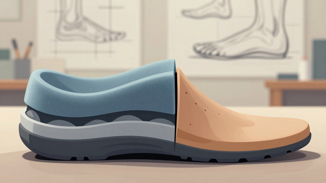 Cross-section graphic showing dual-density vs flexible boot sole structures