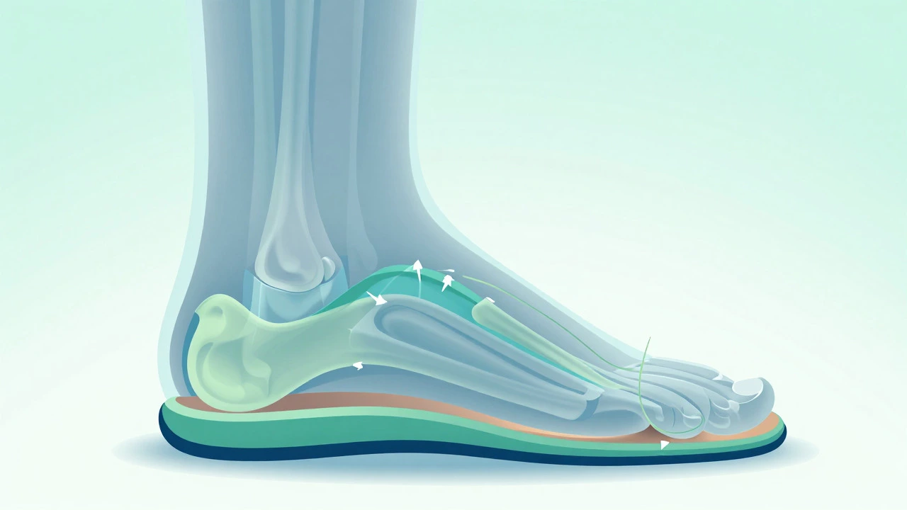 Cross-section illustration showing shoe support mechanisms