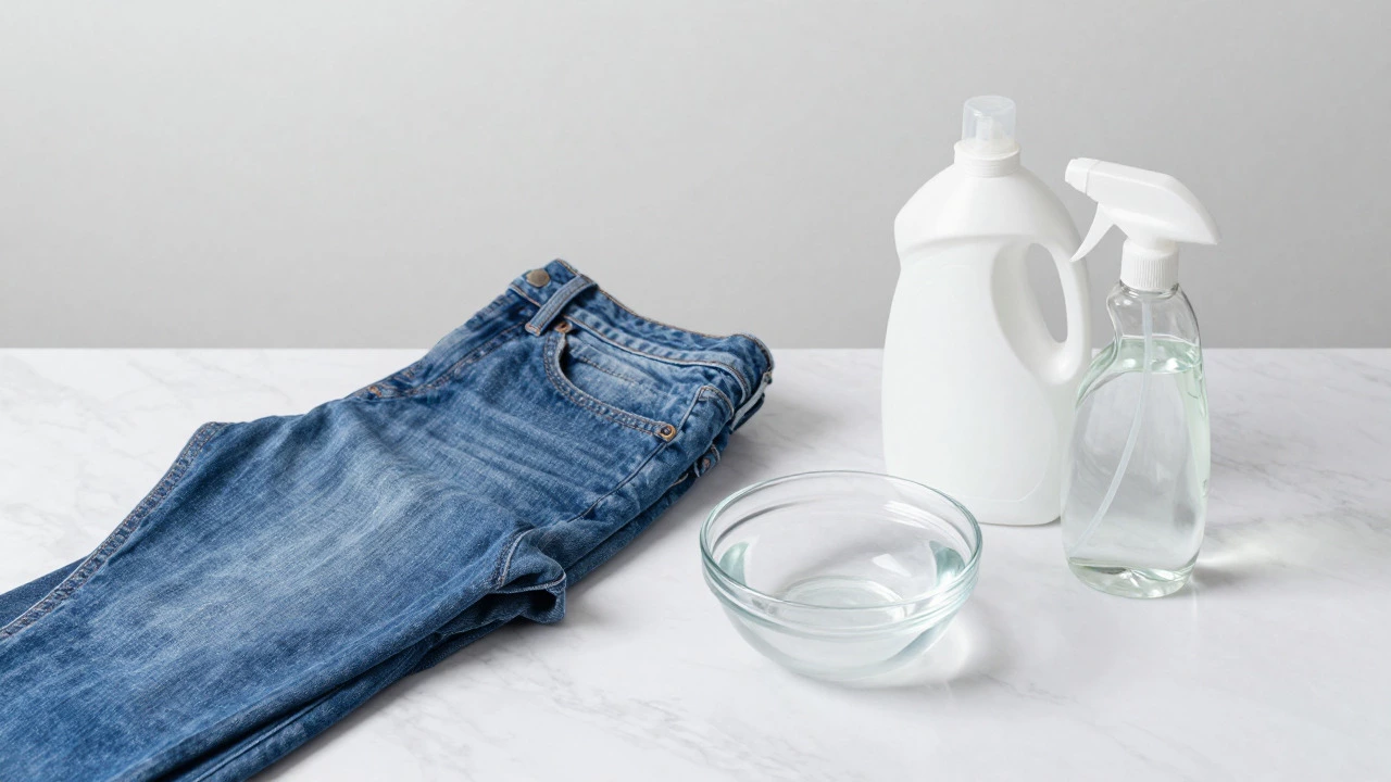 Inside-out jeans with cold water and mild detergent