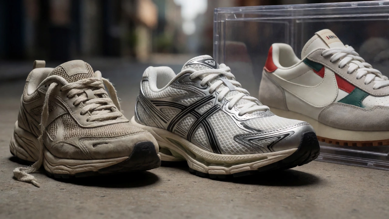 Macro shot of lifestyle, performance, and collectible sneakers highlighting different uses.